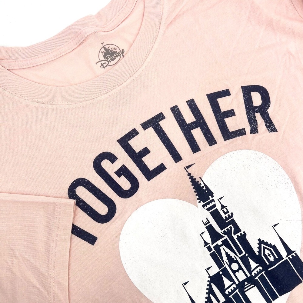 DISNEY Womens Sz L NWT "Together Again" Magic Kingdom Peach Short-Sleeve T-Shirt